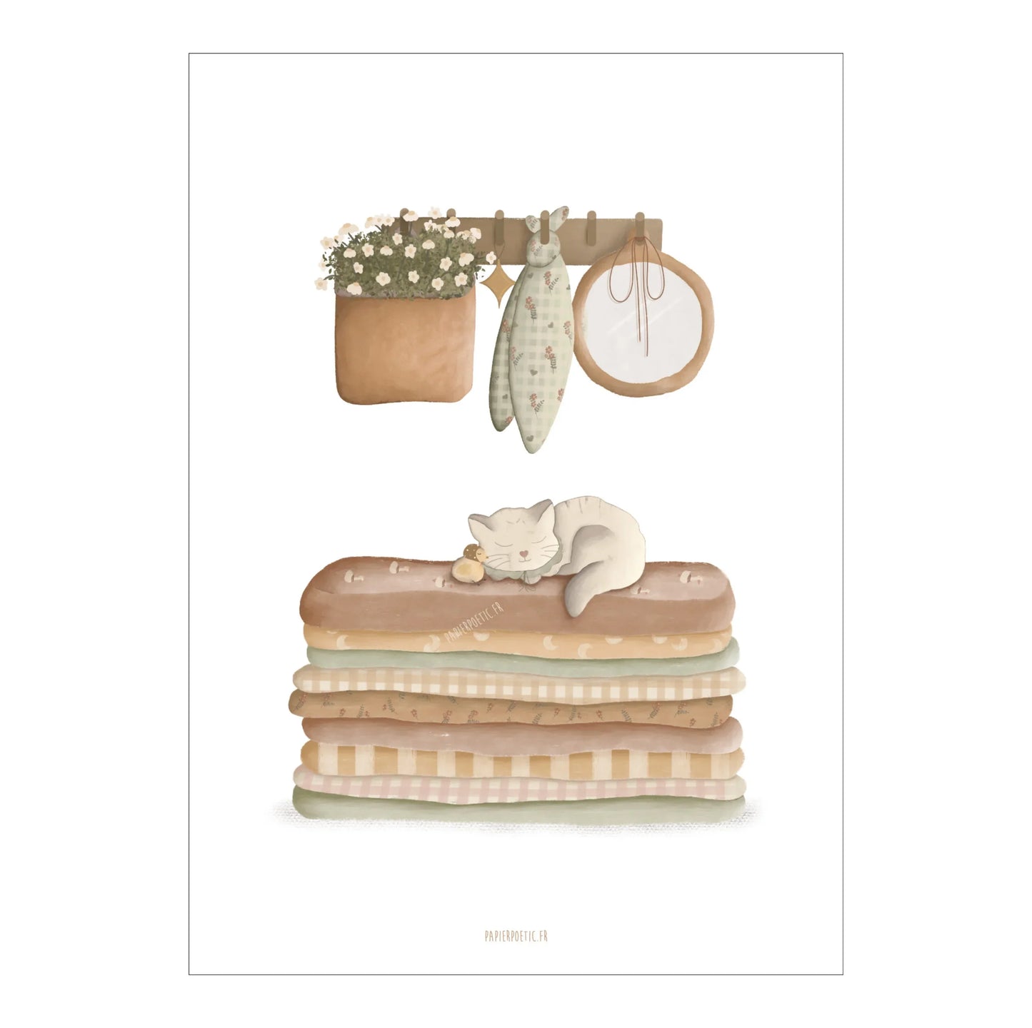 Affiche enfant sieste sur les matelas Papier
