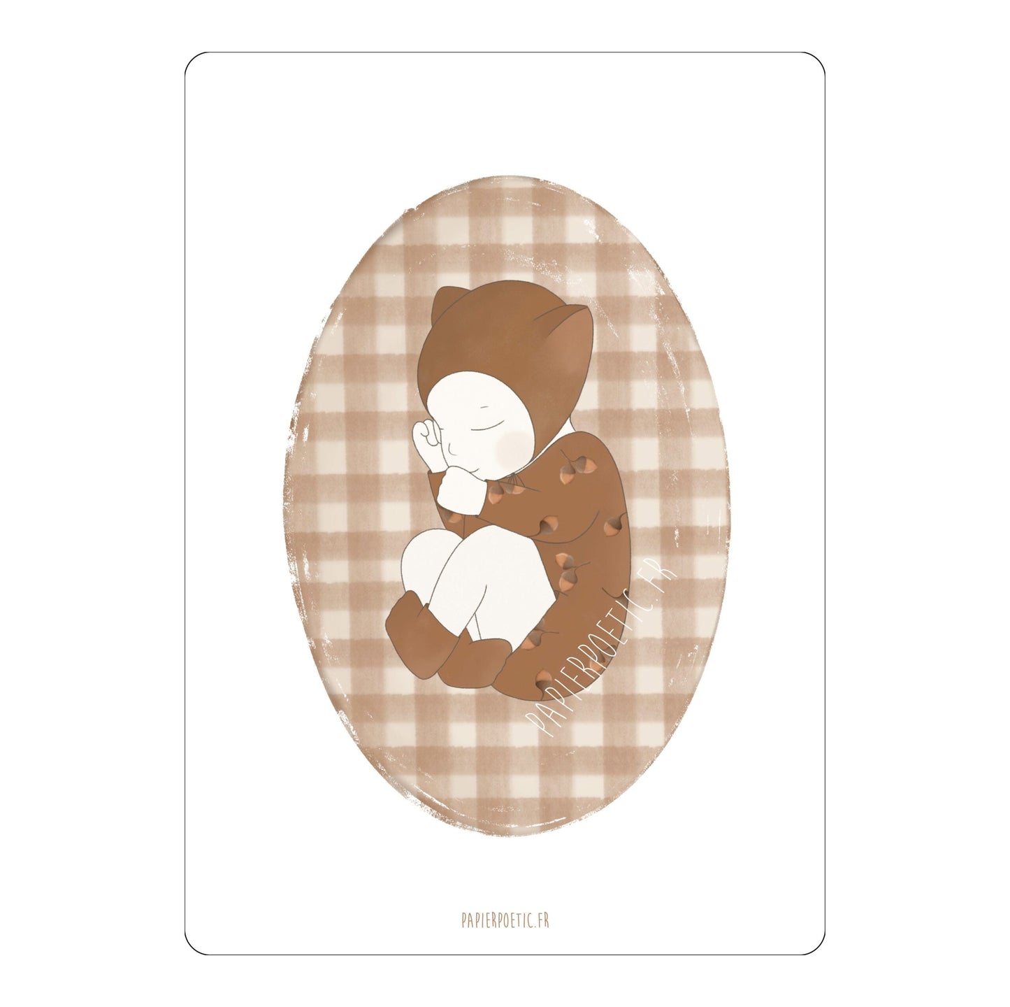 Carte " Bébé " Vichy et Noisettes