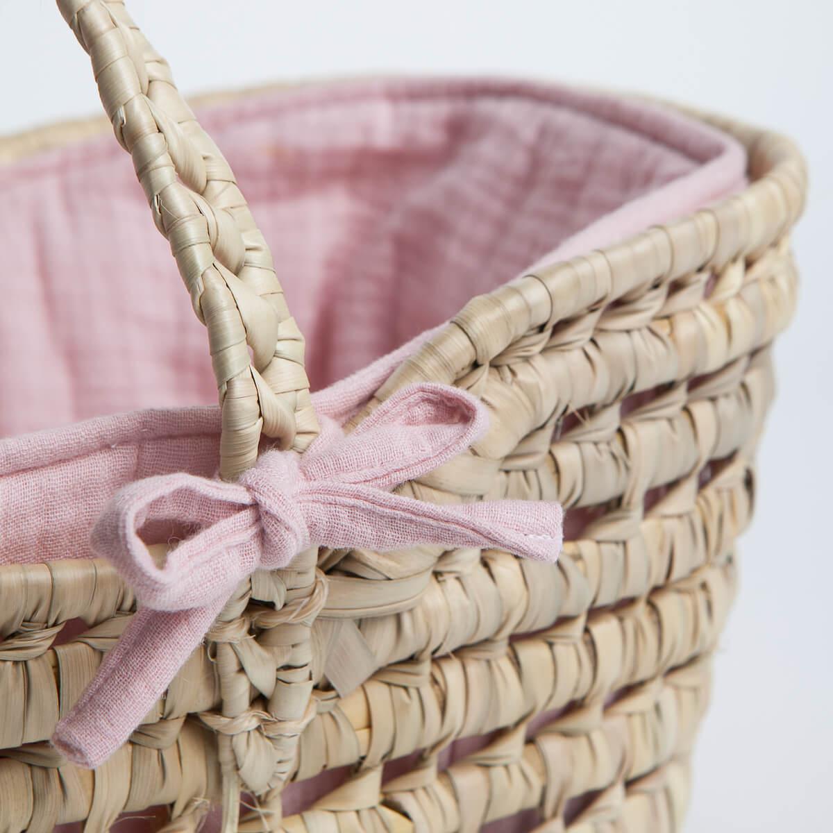 Couffin poupée en feuilles de palmier BOBBLE rose