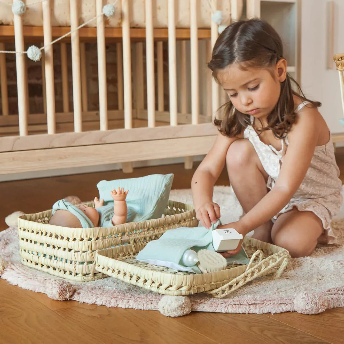 Gigoteuse poupée Bobble bleu vert – Wookids
