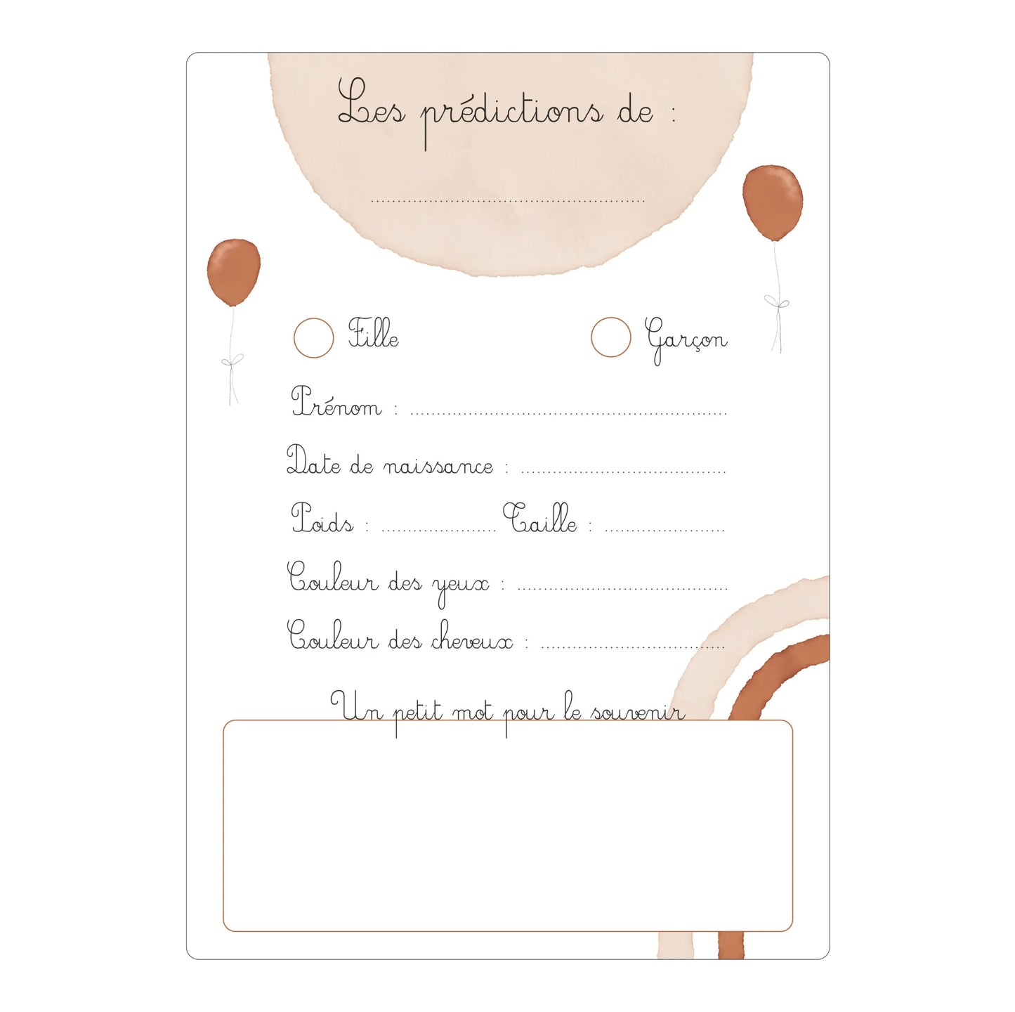 Cartes pronostics naissance bébé Bohème – Papier Poétic