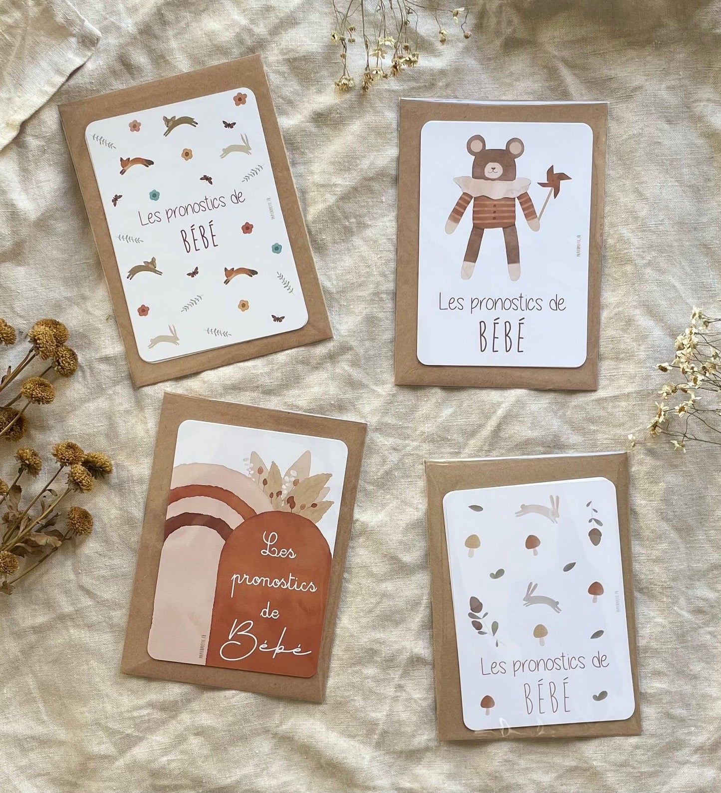 Cartes pronostics naissance bébé Brindilles – Papier Poétic