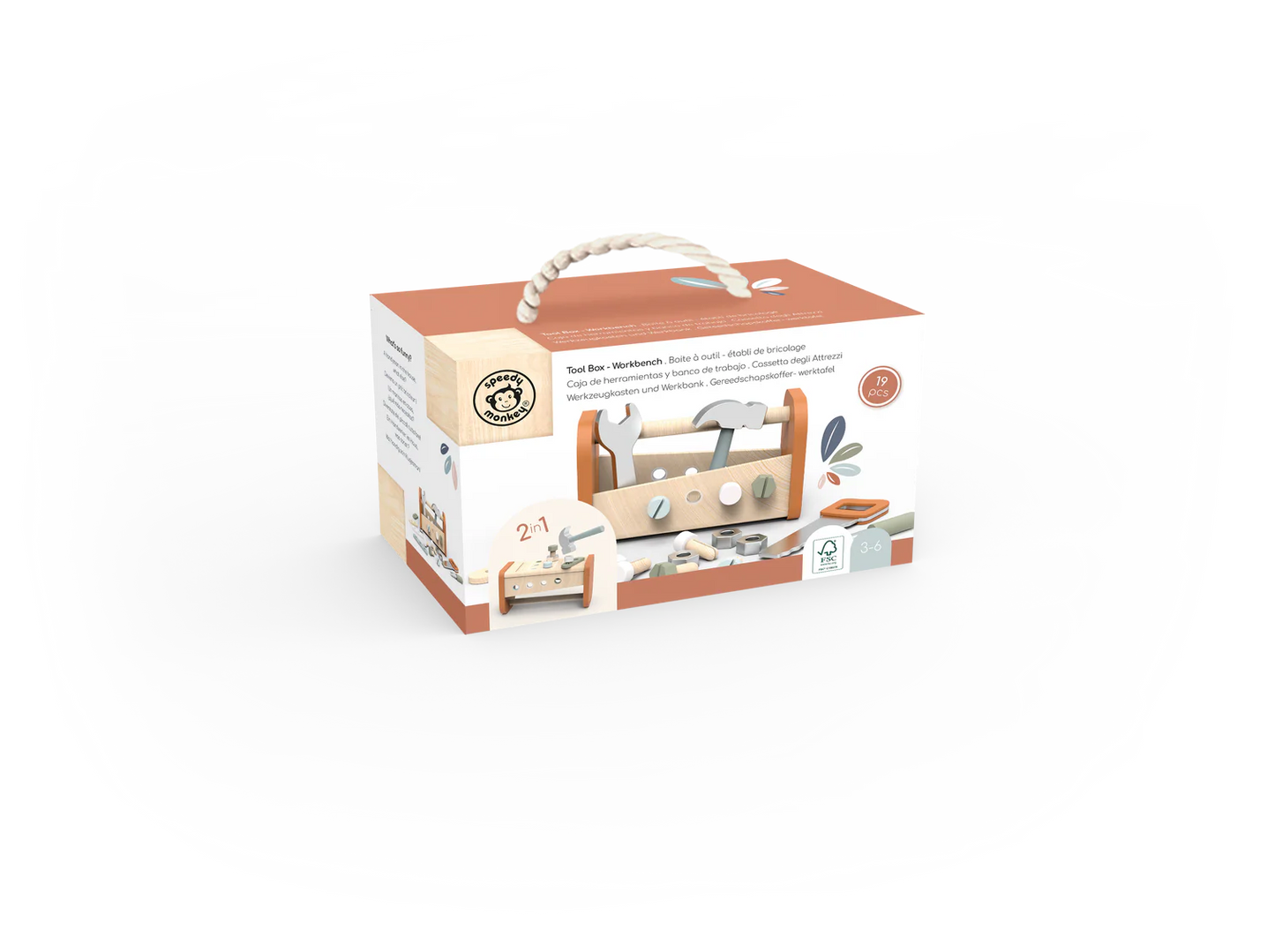 Boîte à Outils Établi en Bois 2-en-1