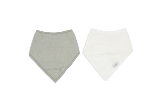 Bavoir Bandana Gaze De Coton - Olive Green/Oatmeal - 2 Unités