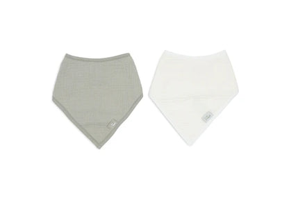 Bavoir Bandana Gaze De Coton - Olive Green/Oatmeal - 2 Unités