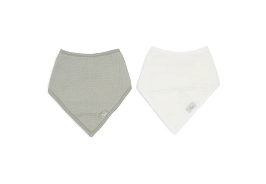Bavoir Bandana Gaze De Coton - Olive Green/Oatmeal - 2 Unités