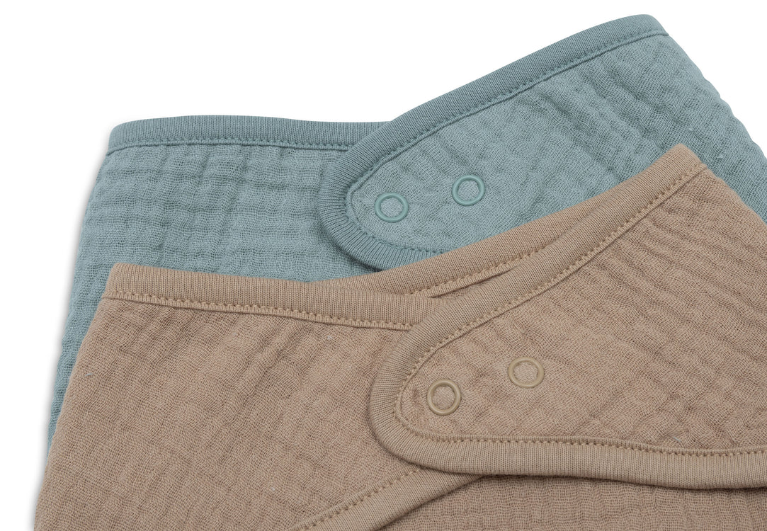 Bavoir Bandana Gaze de Coton - Sea Green/Biscuit - 2 Unités