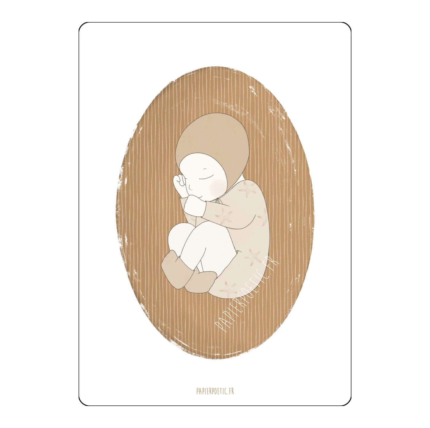 Carte " Bébé " Ocre et Rayures