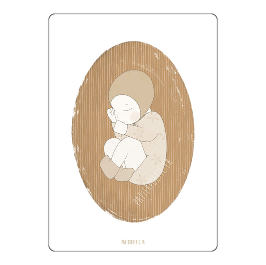 Carte " Bébé " Ocre et Rayures