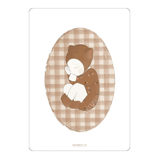 Carte " Bébé " Vichy et Noisettes