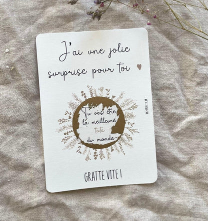 Résultat carte à gratter annonce grossesse Tata - Message tu vas être la meilleure tata du monde