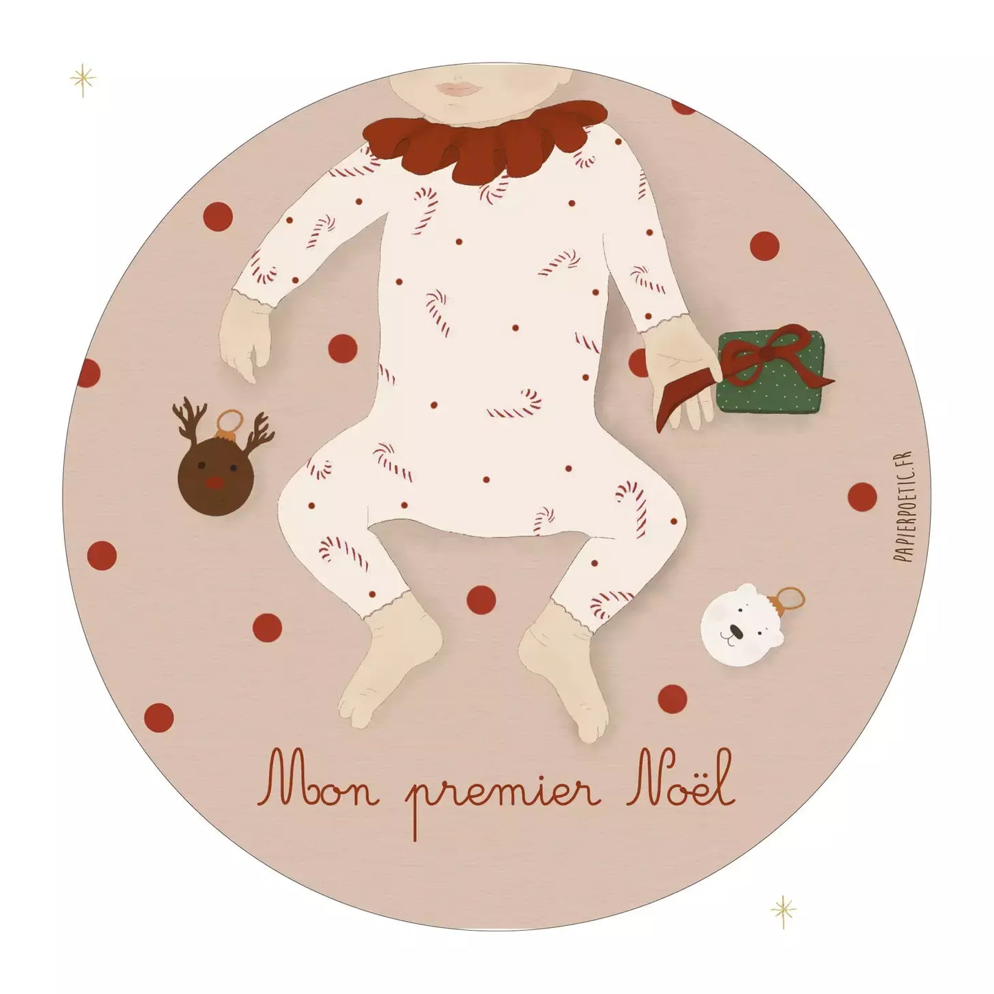 Carte Ronde “Mon premier Noël" Renne