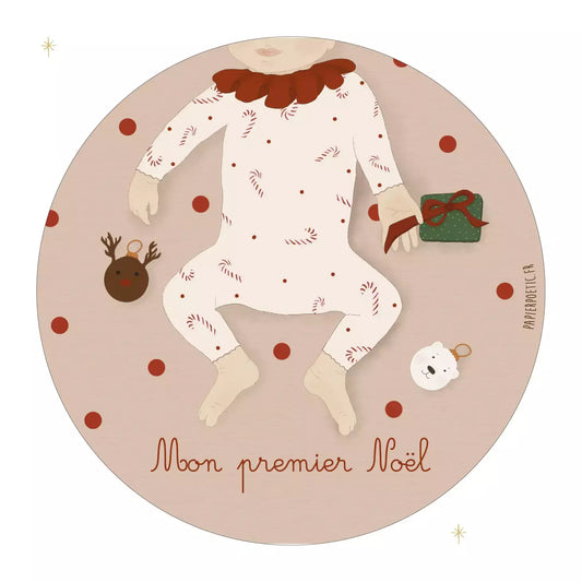 Carte Ronde “Mon premier Noël" Renne