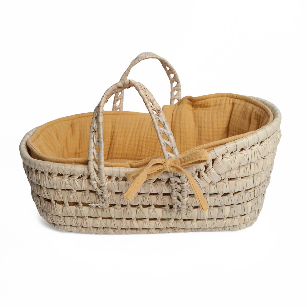 Couffin poupée en feuilles de palmier BOBBLE moutarde