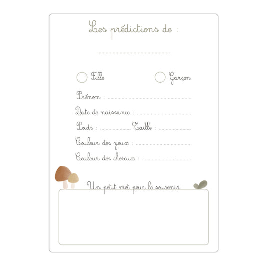 Cartes pronostics bébé “Brindilles”