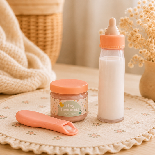 Coffret repas poupée lait et céréales Tiny Harlow pour jeu d’imitation repas poupon