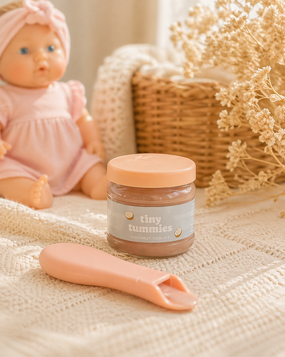 Petit pot poupée noix de coco Tiny Harlow pour jeu d’imitation repas poupon